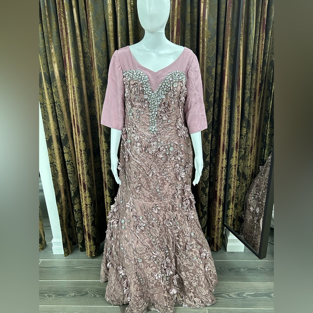 TERANI COUTURE DIAMOND STUDDED DRESS